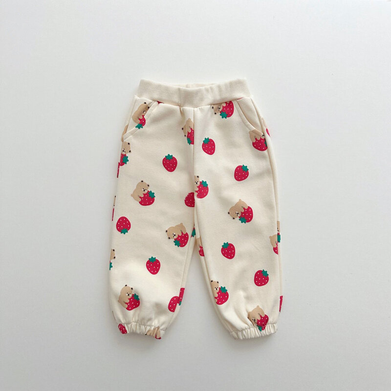 Conjunto de sudadera con fresas para niña, chándal holgado de alta calidad, pantalones de chándal de algodón, Tops, primavera y otoño