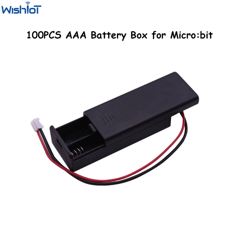 100PCS AAA Batterie Box Fall Halter mit Abdeckung Shell AUF/OFF Schalter 3V 2Pin PH 2,0 Interface terminal Kabel 14cm für Micro:bit