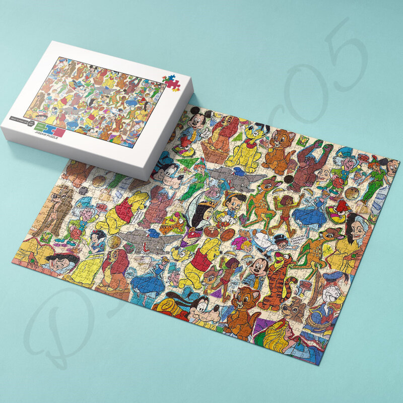 子供のための漫画のパズル,1000ピース,木製のジグソーパズル,ステッチ,手作りの芸術的なおもちゃ