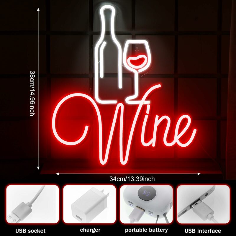 Неоновые вывески для украшения бара, подсветка с USB-кабелем, для любителей вина, для дома, бара, гостиной, спальни, клуба