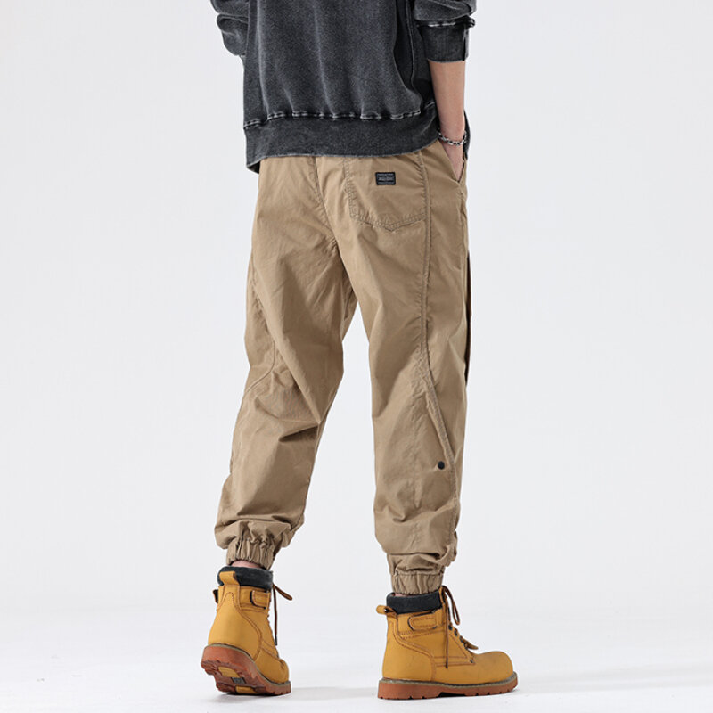 Spodnie Cargo męskie luźne codzienna moda popularne wiosenne jesienne splecione na kostkę męskie spodnie na zewnątrz w stylu amerykańskim