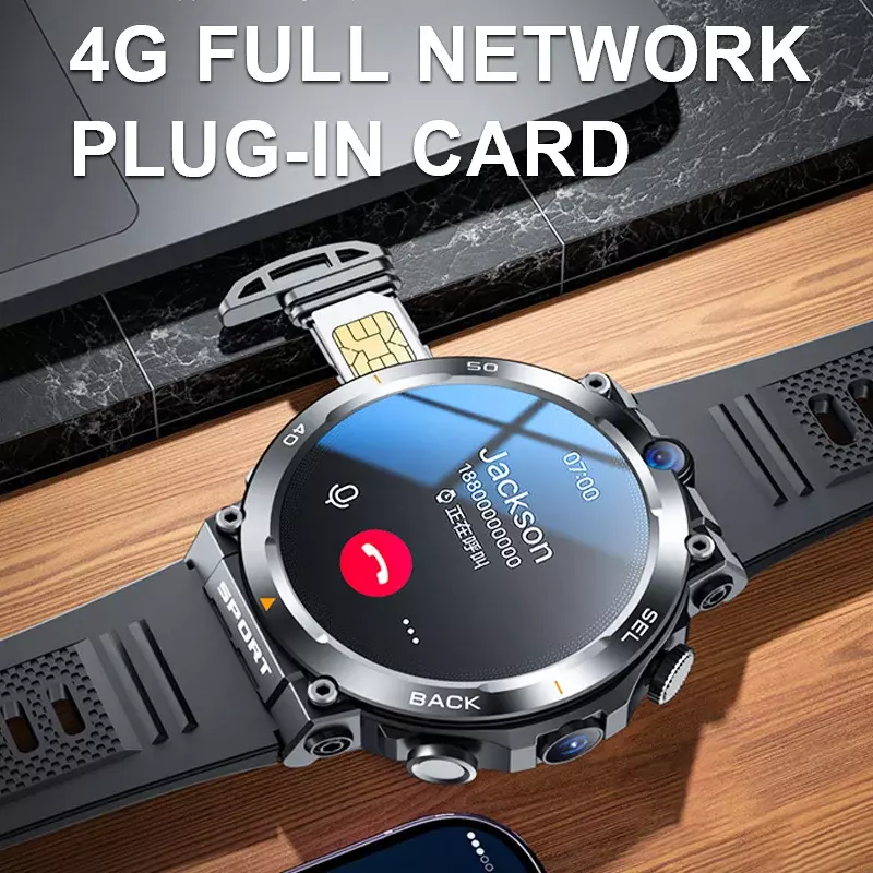 Смарт-часы мужские с поддержкой 4G и Wi-Fi, 1,39 дюйма