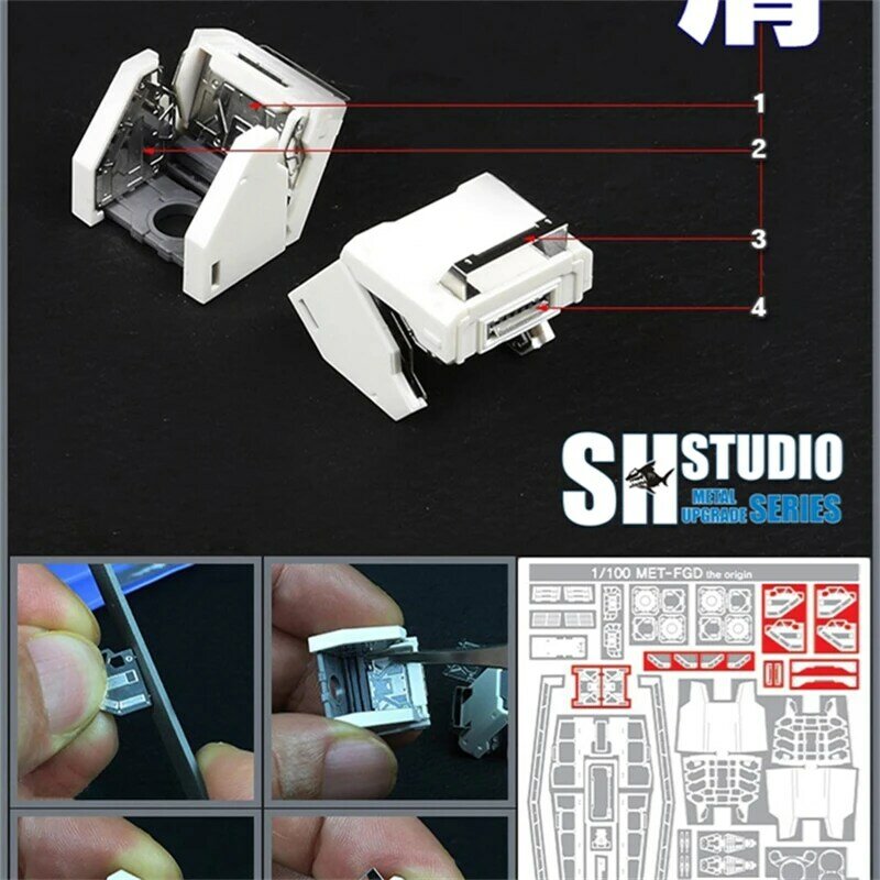 SH Studio Metal Gravura Detalhe Peças, 1/100 MG RX-78-2 GTO Ver Mobile Suit Modificação Modelo Brinquedos, Metal Acessórios