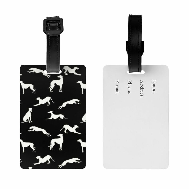 Greyt Greyhound Silhouettes Luggage Tag for Suitcases Funny Whippet Sighthound Dog Baggage Tags Privacy Cover Name ID Card