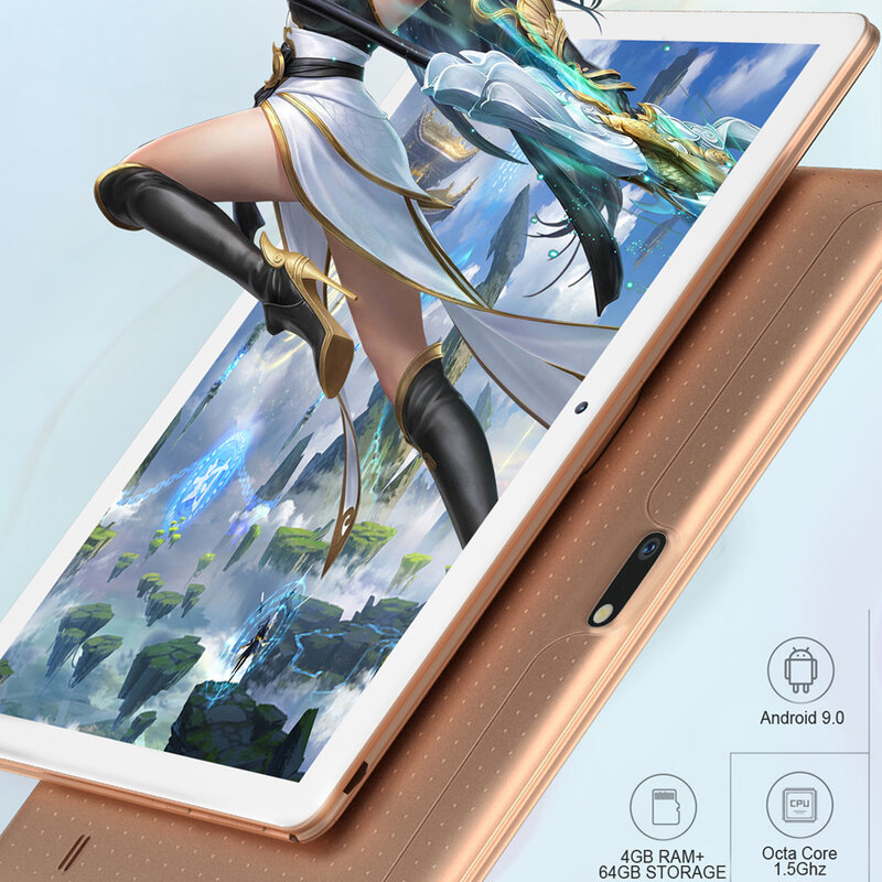Bdf 10.1 Polegada tablet pc google android 9 suporte 3g telefone móvel cartão sim comprimidos 4gb + 64gb rom bluetooth wi-fi tablet android