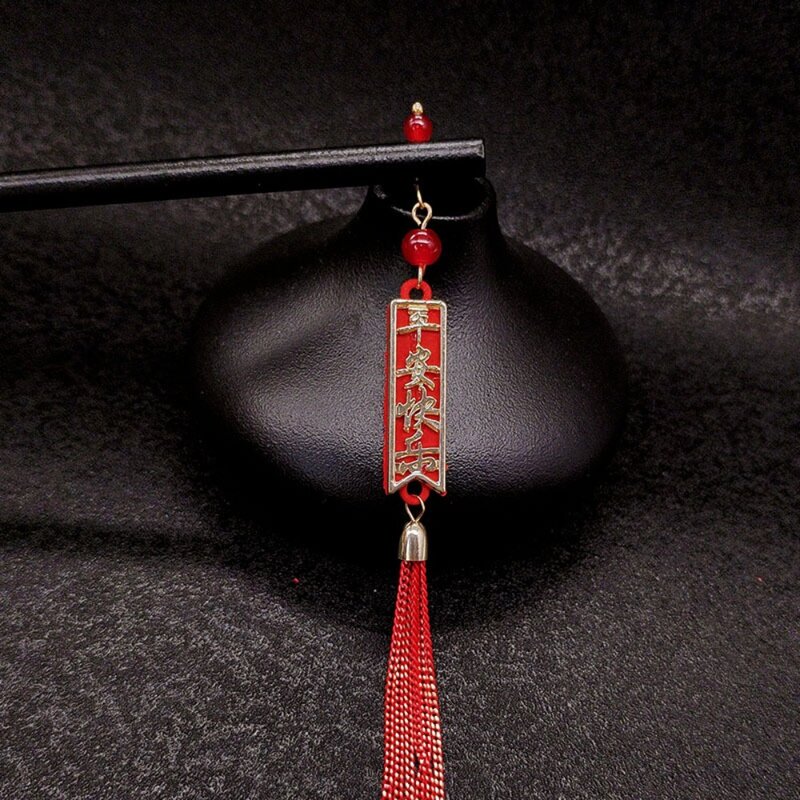 Jepit rambut kayu Retro Cina portabel paduan dengan rumbai klip rambut Tahun Baru pin rambut