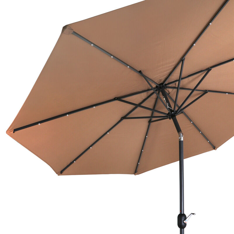 야외 태양광 우산, 32LED 파티오 마켓 스틸 틸트, 크랭크 포함, 10FT, 신제품