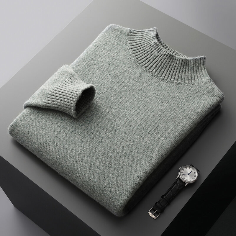 2022 jesień zima 100% czystej wełny sweter z dzianiny męska najniższy jednolity kolor zagęścić człowiek ubrania luźne ciepłe Jumper