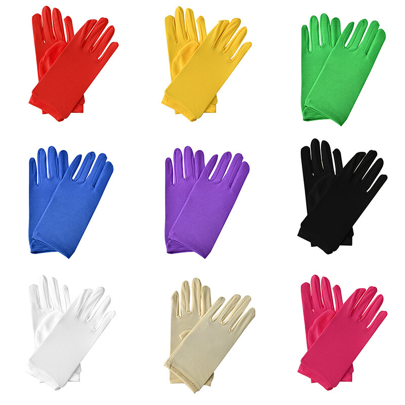 Праздничные перчатки с пальцами, эластичные дышащие цветные рукавицы для танцев, косплея, аксессуары для свадебного этикета
