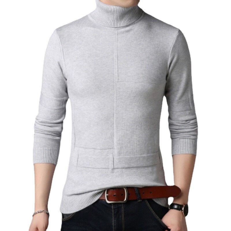 남성용 터틀넥 스웨터, 블랙 섹시 브랜드 니트 풀오버, 단색 캐주얼 남성 스웨터, 가을 니트웨어, 신상