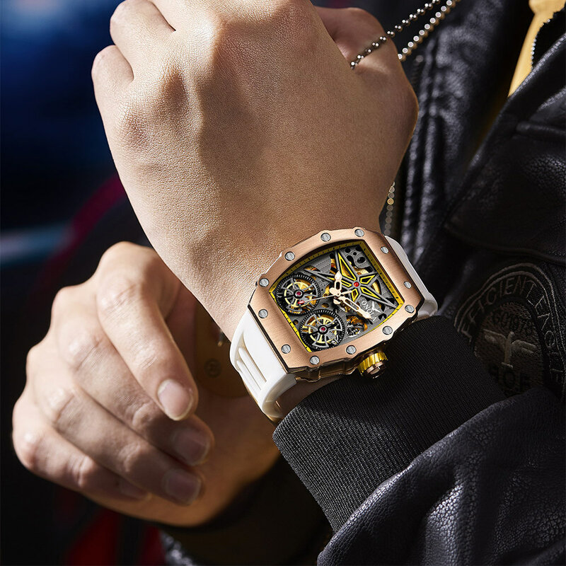 ONOLA-Reloj de pulsera para hombre, nuevo accesorio masculino de pulsera resistente al agua con mecanismo automático hueco, complemento mecánico de marca de lujo a la moda