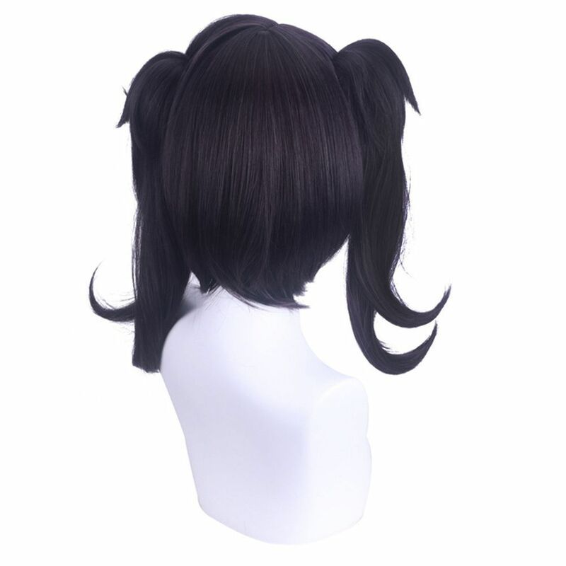 Anime peruka czarny podwójny kucyk Cosplay peruki syntetyczne włosów