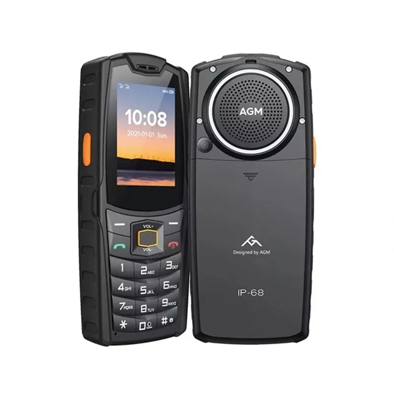 AGM-M6 Telefone Robusto Alto-falante, 2.4 "Tela, 4G Dual SIM, Bateria 2500mAh, BT5.1, Rádio FM, IP68, IP69K, Idosos Amigáveis, 103dB