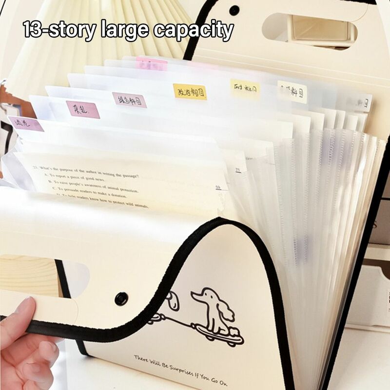 Organizador de arquivo impermeável com letra inglesa, pasta Envelope, PP, 13 bolsos, moda