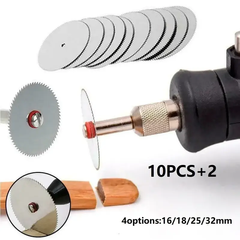 Mini disco de corte para herramientas rotativas Dremel, hoja de sierra Circular, madera, plástico, aluminio, 16mm, 18mm, 25mm, 32mm, 12 unidades por juego
