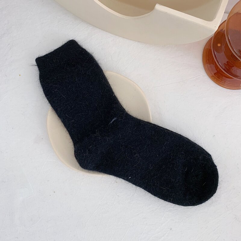Nachrichten Mode Kaninchen haar Frauen Socken Winter verdicken warme lange Socken feste thermische Kaschmir Harajuku japanische Kawaii Crew Socke