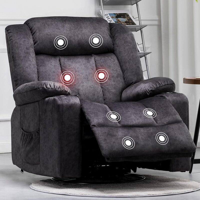 Cadeira reclinável aquecida para sala de estar, massagem Rocker, 360 graus giratória, Lazy Boy, sofá único assento com porta-copos
