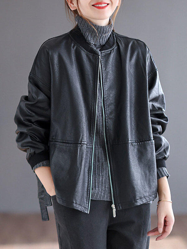 Осенняя модная Байкерская одежда Max LuLu 2024, женские свободные винтажные Куртки из искусственной кожи, женские роскошные панковские пальто из искусственной кожи, черная верхняя одежда