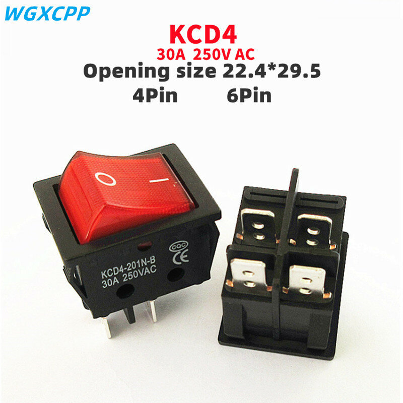 ロッカー電源ボタンのスイッチ、オンとオフ、シールドマシンの特別、スターリングシルバーポイント、30 a、40a、250v、ac高電流、kcd4、1個