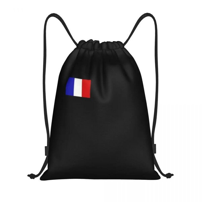 French Flag France Pride Drawstring Backpack Women Men Gym Sport Sackpack Foldable Patriotic Training Bag Sack