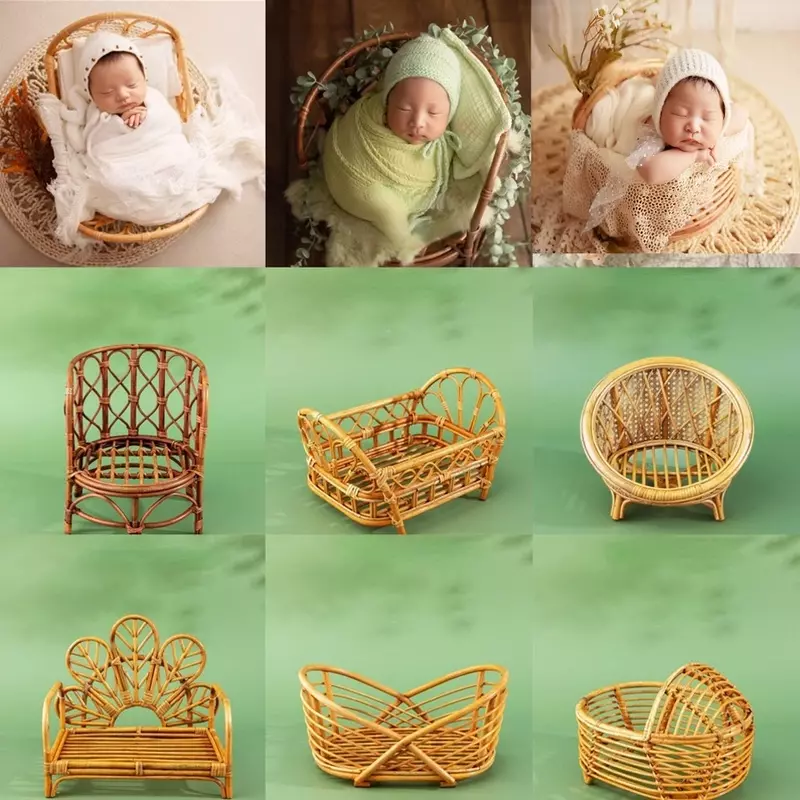 신생아 사진 의자 침대 레트로 바구니 아기 사진 소품 컨테이너, 유아 포즈 촬영 스튜디오 액세서리
