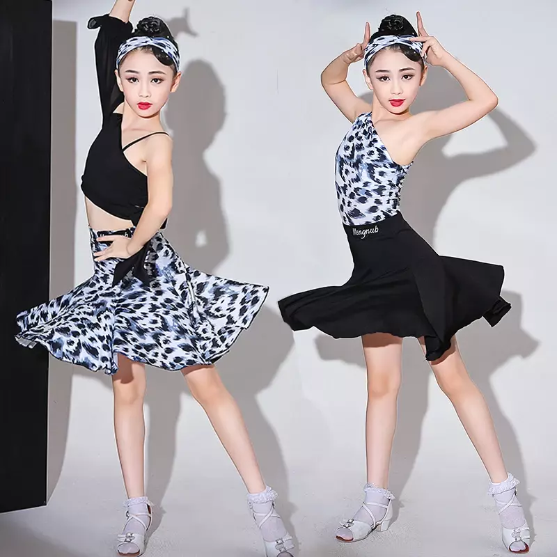 Girls Latin Dance Dress Practice Clothes Summer Standard Art Test Split Dance Skirts Suit Performance Competition Dance Wear