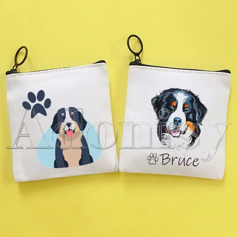 Bernese Mountain Dog Hand-painted Wallet Blank Canvas Pure White Cloth Bag Customized Hand-painted Small Coin Bag