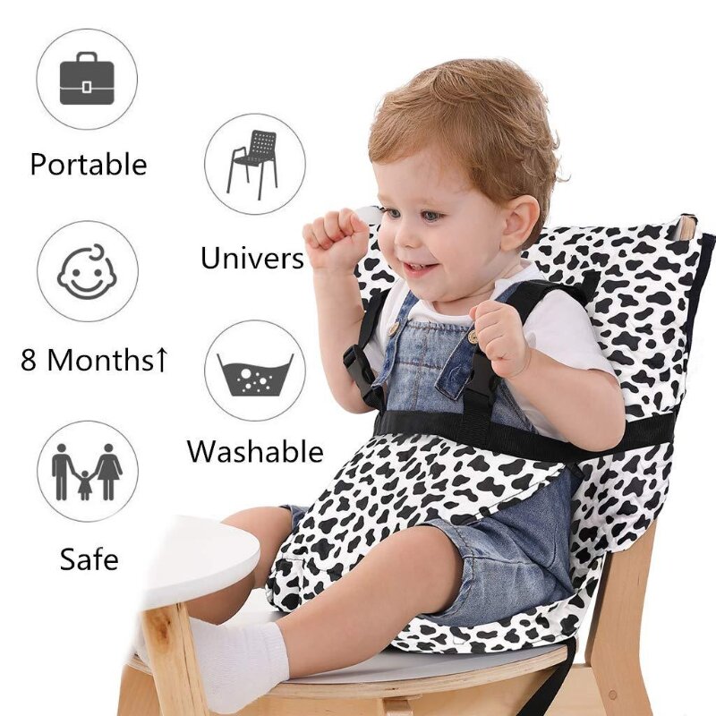 Arnês de pano lavável seguro da cadeira alta do bebê portátil para a alimentação infantil da criança