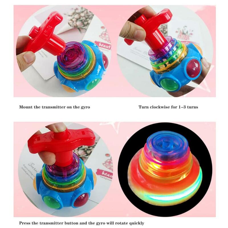 Giroscopio colorido con música intermitente para niños, juguetes giratorios con lanzador, regalos para niños, Jouets y margaritas