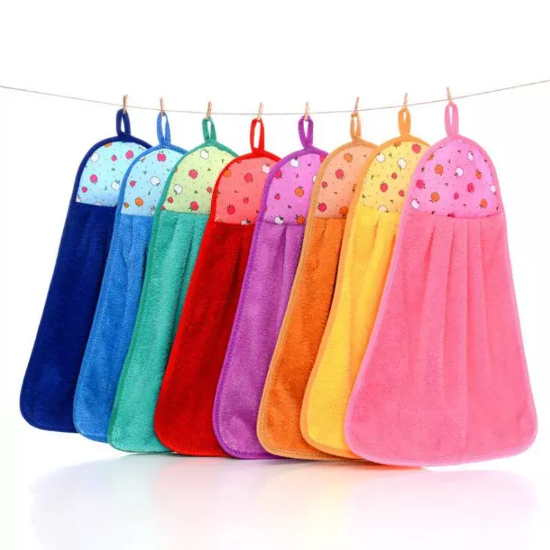 Hand Towel Coral Velvet Bathroom Supplies Soft Absorbent Cloth Dishcloths Hanging Cloth Kitchen Accessories