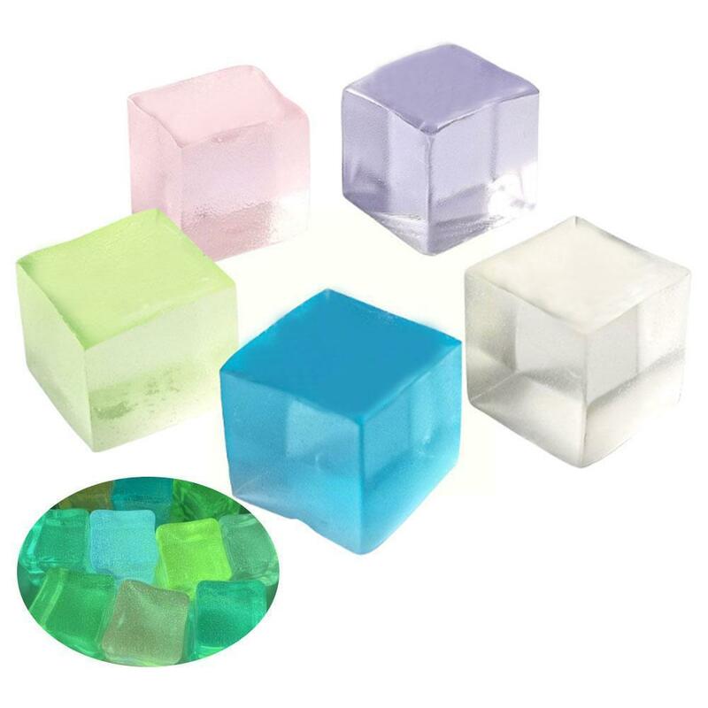 Cubo de hielo 3D luminoso para niños, bola elástica, pellizco, Bola de ventilación, alivio del estrés, juguetes de descompresión lenta