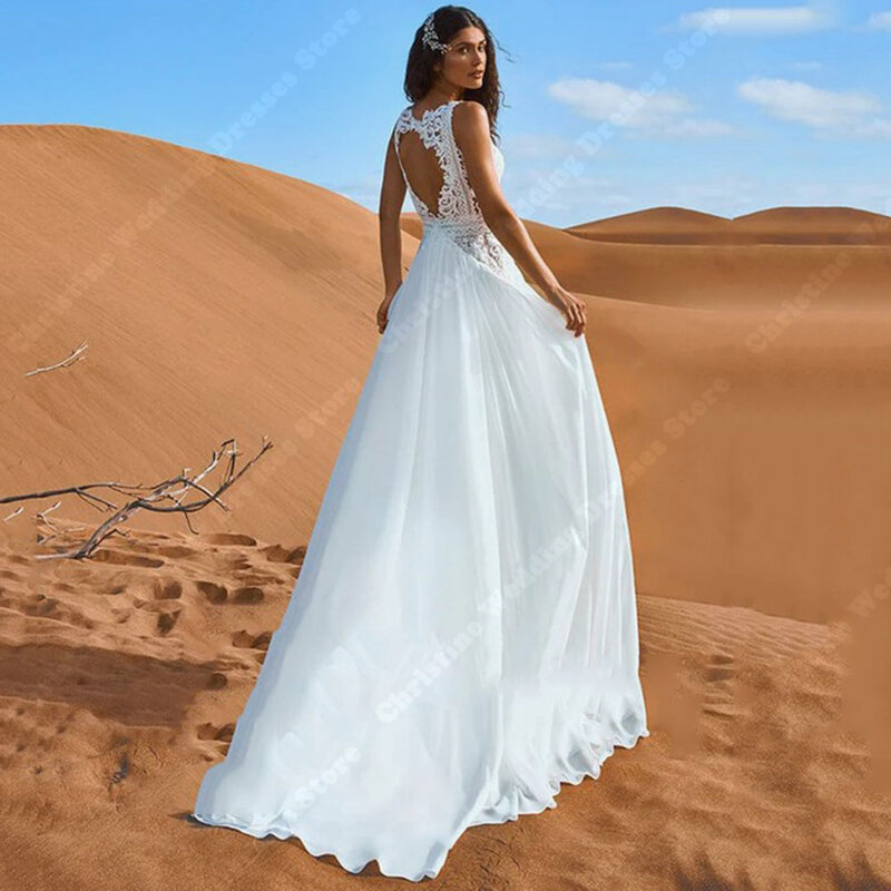 Elegant Flower Print Women Wedding Dresses Sexy Deep V-Neck Bridal Gowns Mopping Length Forking Princess Vestidos De Novias 2024
