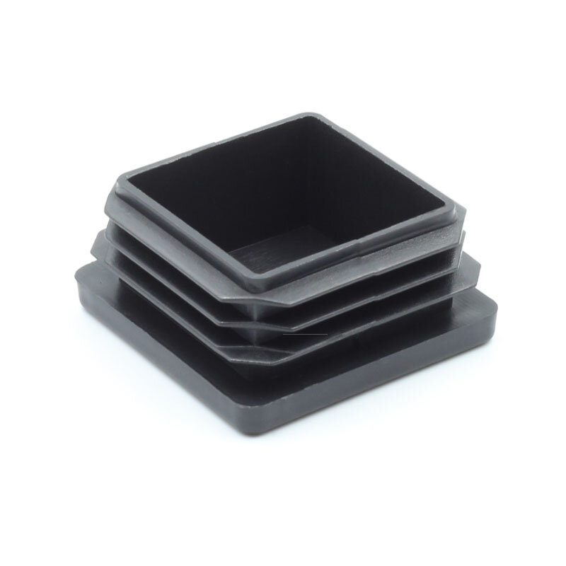 Tapón de tubo cuadrado de plástico PE negro, Tapones Rectangulares, insertos, almohadilla para pies de mesa y silla
