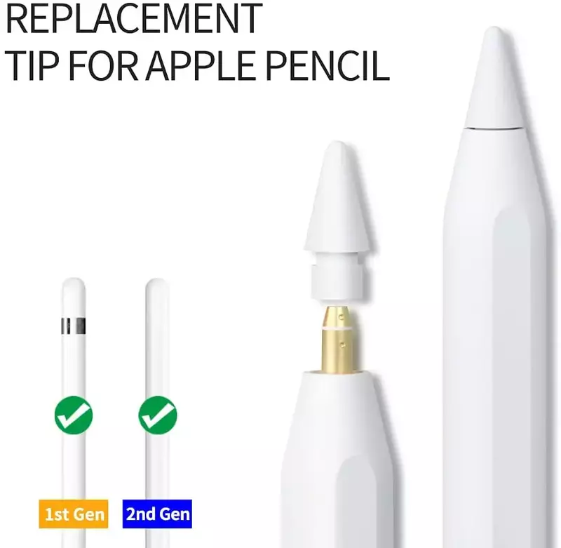 Puntas de lápiz de repuesto para Apple Pencil 1. ª y 2. ª generación iPencil, puntas de repuesto suaves para iPad Pro Pencil 1/2 Stylus Fine Nib