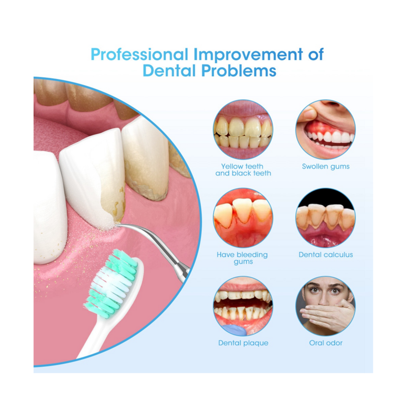 Ultrasonic Dental Scaler para Dentes Tartar Mancha, Dente Calculus Remover, Sonic elétrico, Placa Cleaner, Remoção de Pedra