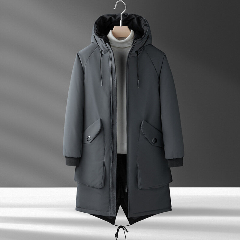 Chaqueta de plumón para hombre, abrigo de plumón de pato blanco, cálido, grueso, con capucha y cremallera sólida, Parkas, invierno, 2022