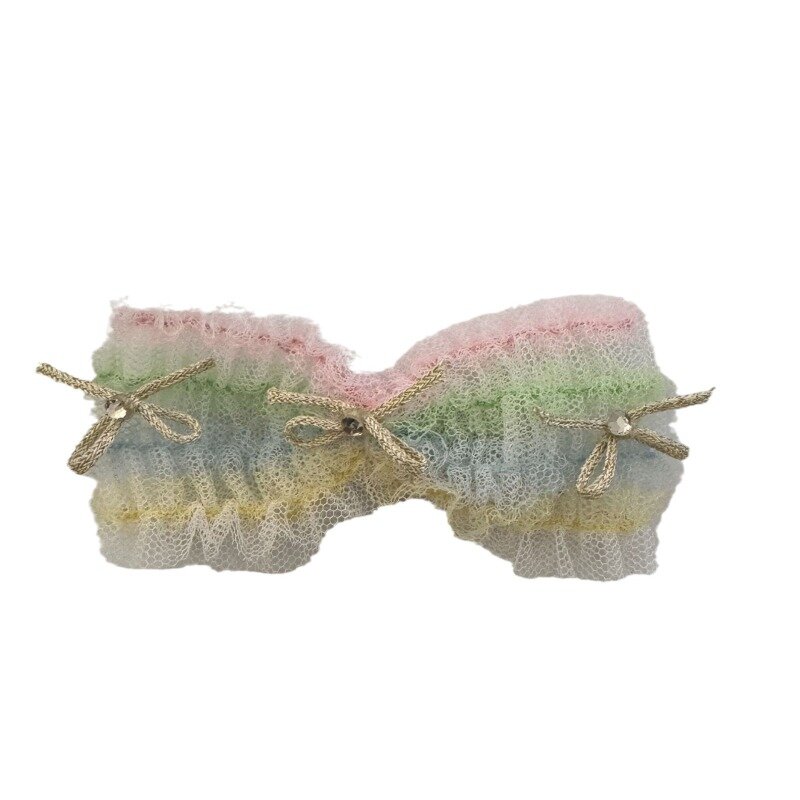 Korean Style Spring Fresh Rainbow Mesh Children's Bow Hairpin Baby Hairpin Side Clip Duckbill Clip Headdress hair accessories