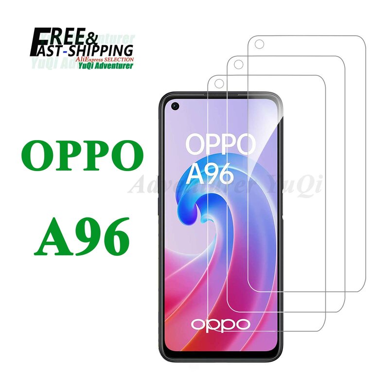 Pelindung layar untuk OPPO A96, kaca antigores pilihan gratis pengiriman HD 9H transparan bening antigores ramah