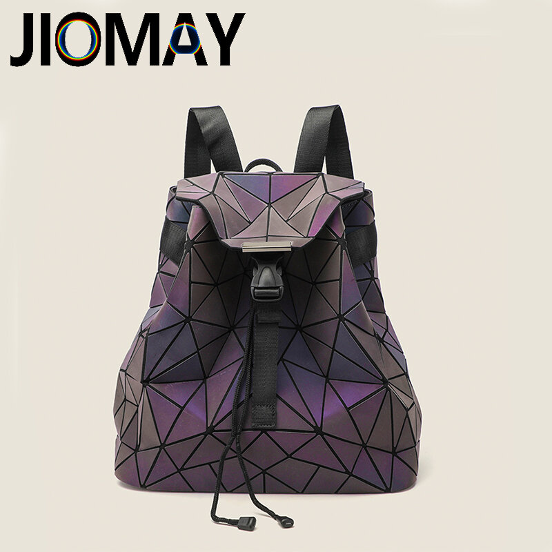 JIOMAY ransel wanita, ransel perjalanan tekstur tinggi, tas punggung desainer mewah Capcity besar geometris
