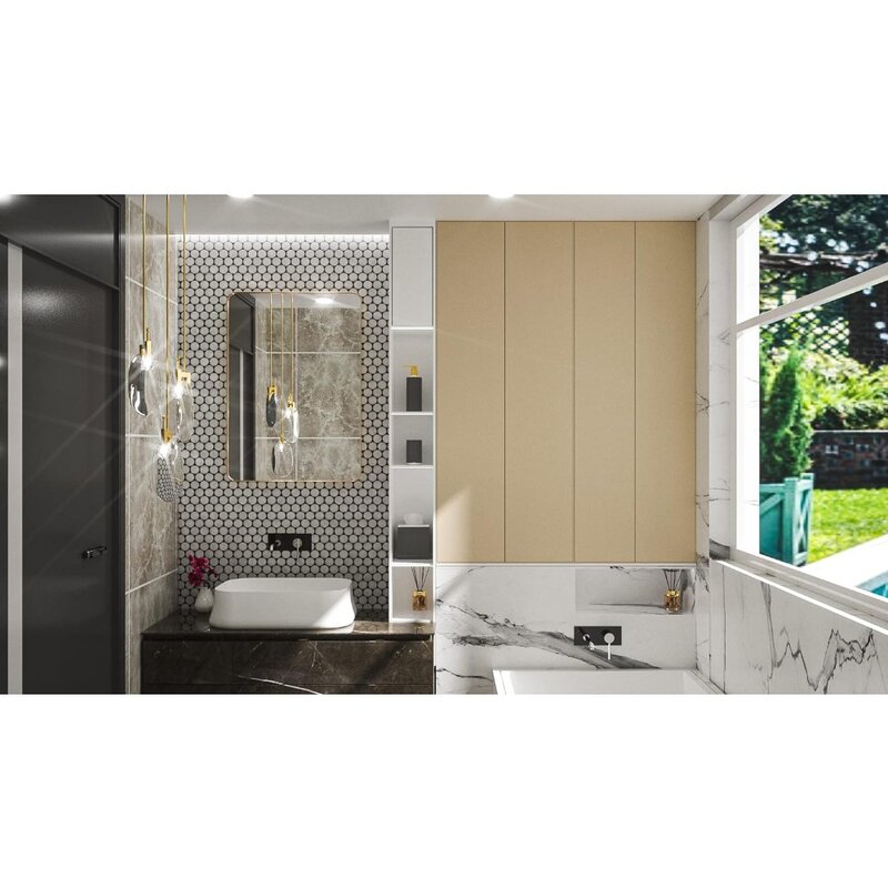Espejo enmarcado dorado para baño, espejo de tocador para pared, latón cepillado, forma de entrada de esquina redonda rectangular, marco dorado, 22x30 pulgadas