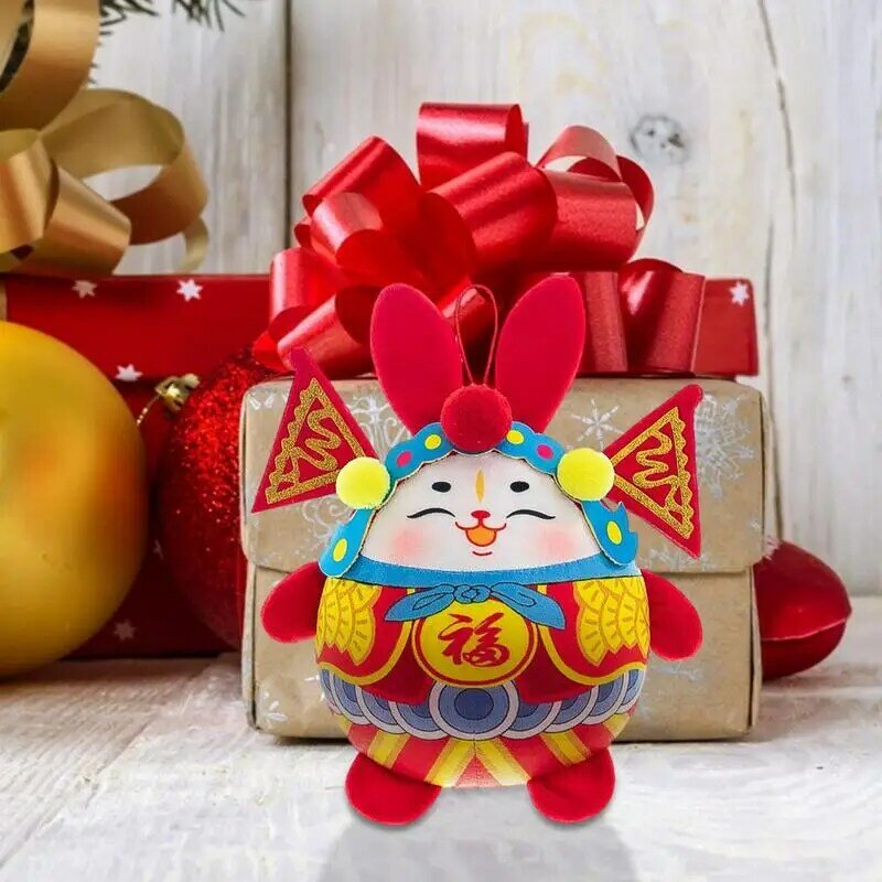 Boneka maskot kelinci, maskot kelinci untuk boneka kelinci Tahun Baru 2023, mainan mewah kelinci gaya Cina untuk