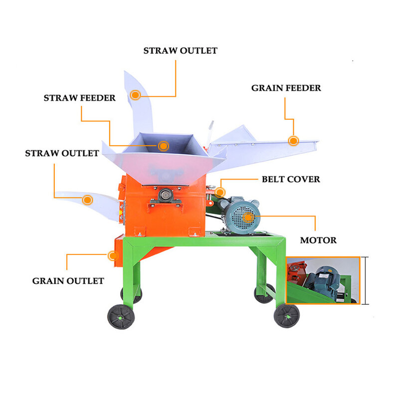 Máquina trituradora de tallo de maíz de ensilaje, cortador de Chaff de doble uso, trituradora de corte
