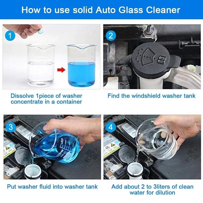 ที่ทำความสะอาดกระจกรถยนต์แบบเม็ดฟู่5/10/20/40/100ชิ้นเม็ดทำความสะอาดกระจกแบบฟองทำความสะอาดห้องน้ำสำหรับ BMW Audi Toyota Ford VW Benz