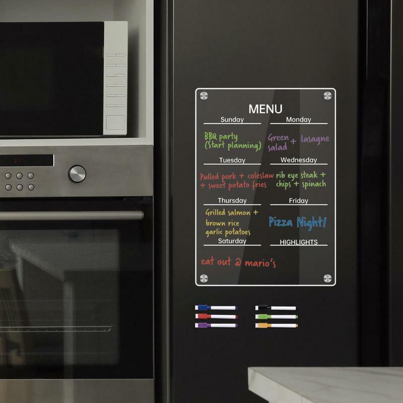 Доска для заметок для холодильника, многоразовые магнитные планки для планирования, прочная прозрачная белая акриловая доска для заметок