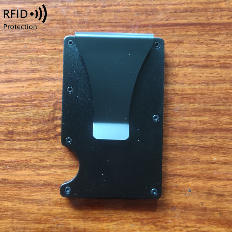 2023, металлический кошелек с RFID-блокировкой, стандартный логотип, тонкий мужской кошелек с rfid-защитой, минималистичный алюминиевый кошелек для мужчин
