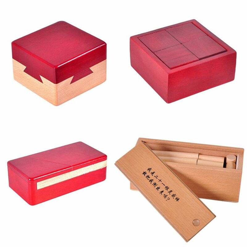 Luban Lock-rompecabezas de madera 3D, rompecabezas de inteligencia mental, caja de rompecabezas de apertura