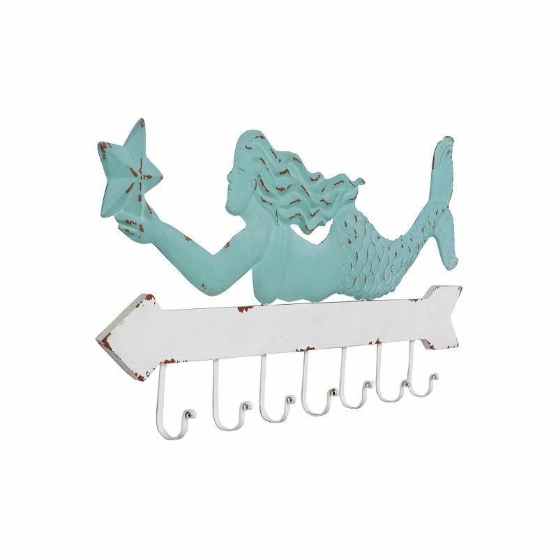 Металлический Настенный декор «русалка» с 7 крючками для причудливых и практичных подвесок