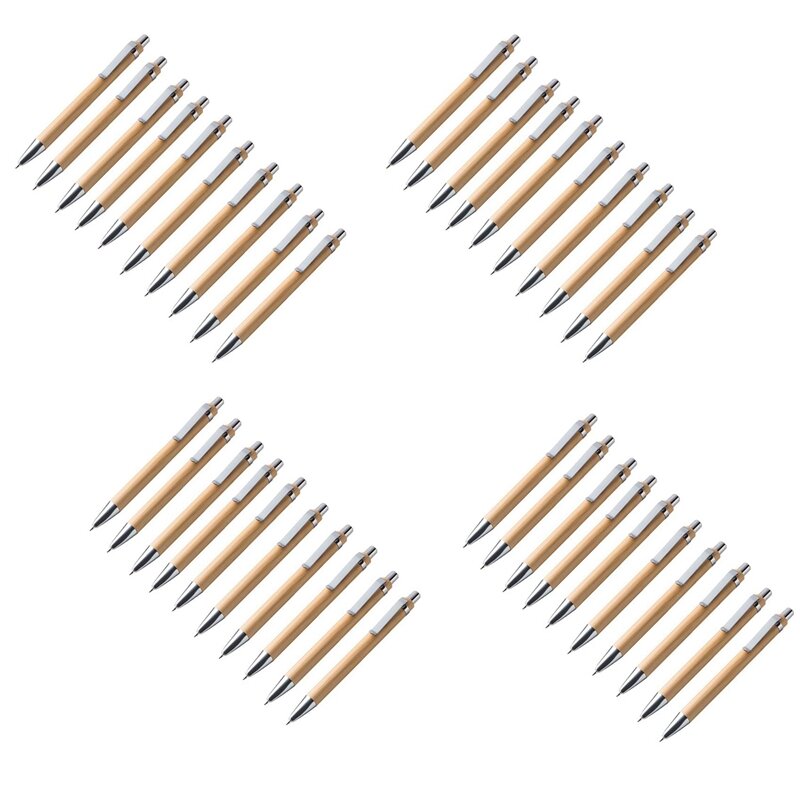 Diversos Bambu madeira instrumento de escrita, conjunto de 40 conjuntos de caneta esferográfica