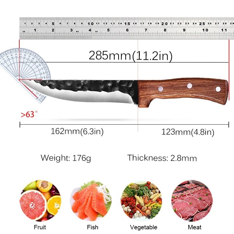 Nóż do trybowania profesjonalny 6.5 "kuty nóż kuchenny nóż szefa kuchni rzeźnik filetujący ryby tasak do mięsa narzędzia do grillowania ze stali nierdzewnej