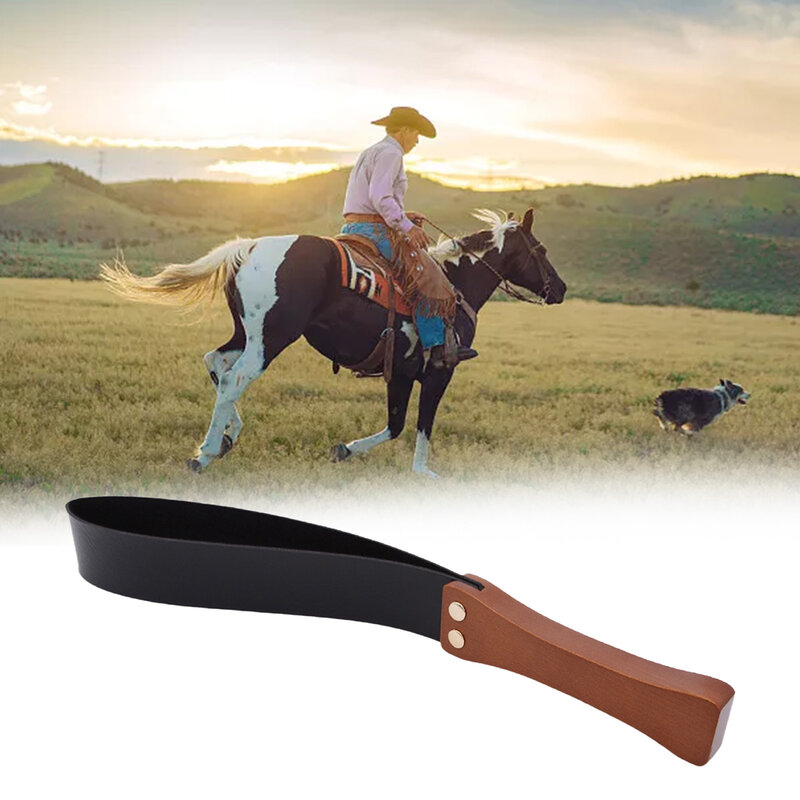 Látigo de cuero con mango de madera antideslizante, accesorio para montar caballos al aire libre